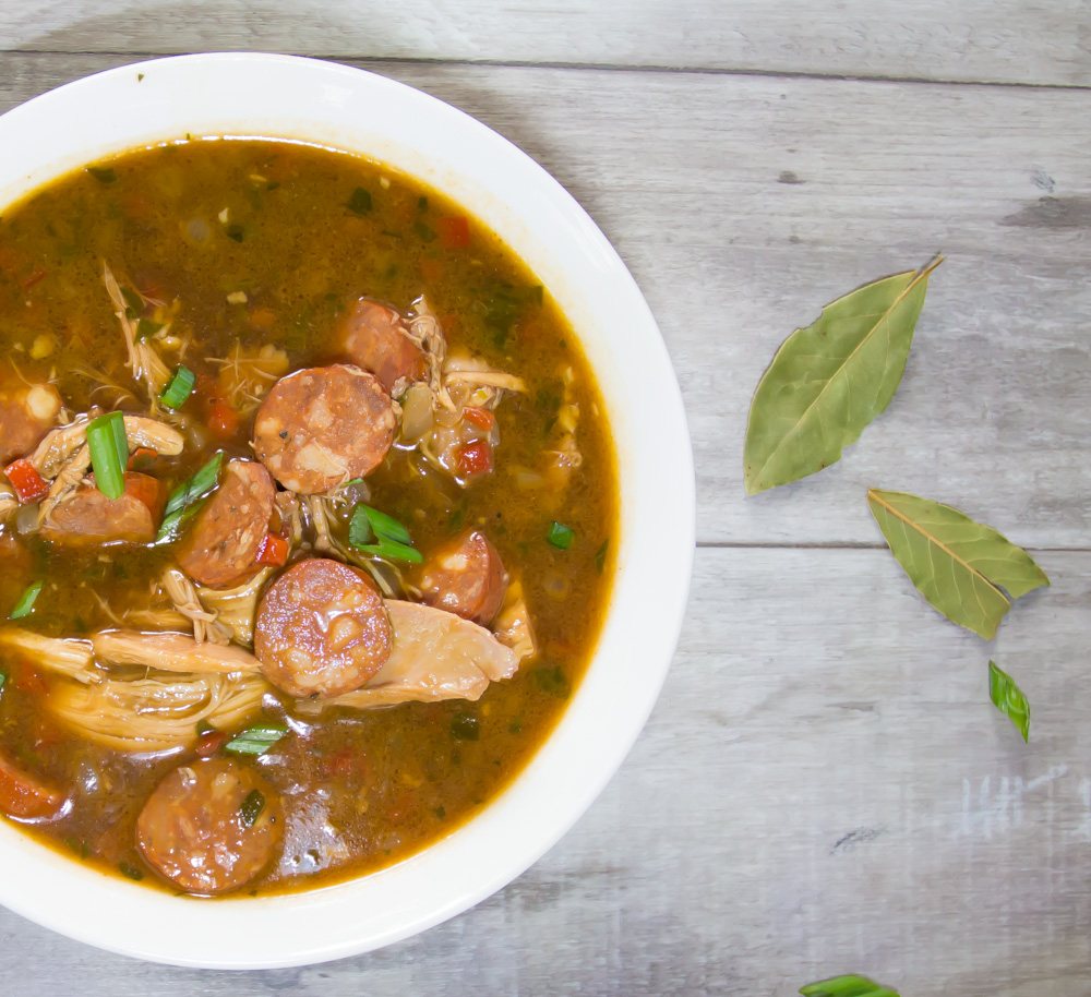 Delicious chicken and sausage gumbo anyone can make. It all starts with a flawless oven roux and ends with chicken and sausage gumbo goodness!