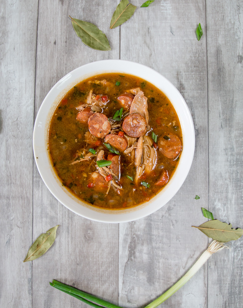 Delicious chicken and sausage gumbo anyone can make. It all starts with a flawless oven roux and ends with chicken and sausage gumbo goodness!