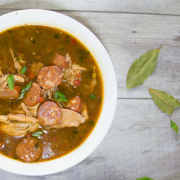 Delicious chicken and sausage gumbo anyone can make. It all starts with a flawless oven roux and ends with chicken and sausage gumbo goodness!
